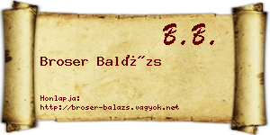 Broser Balázs névjegykártya