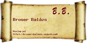 Broser Balázs névjegykártya